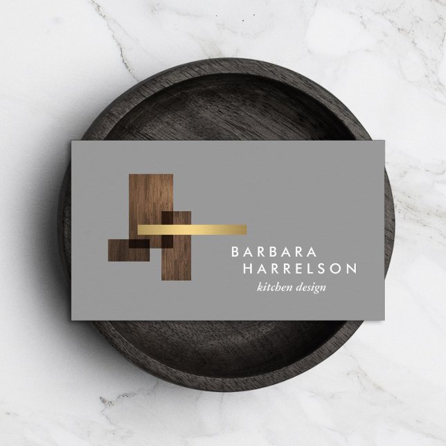 Mid-Century Modern Architectural Logo Grey Business Card (Creator Uploaded)