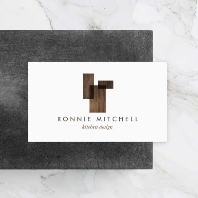 Mid-Century Modern Architectural Logo on White Business Card (Creator Uploaded)