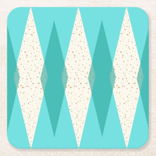 Mid Century Modern Argyle Hard Paper Coasters
