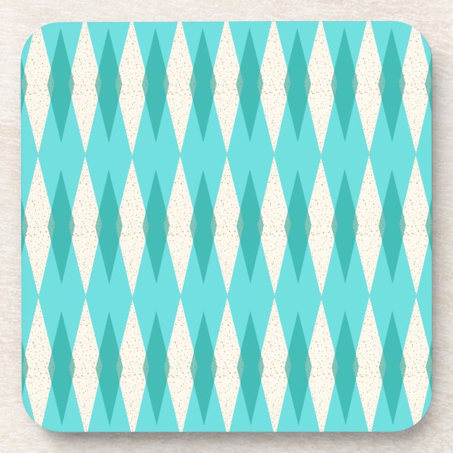 Mid Century Modern Argyle Hard Plastic Coasters (Front)