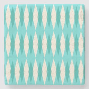 Mid Century Modern Argyle Marble Stone Coaster