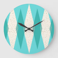 Mid Century Modern Argyle Round Wall Clock