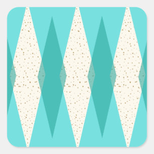 Mid Century Modern Argyle Square Stickers
