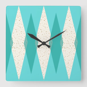 Mid Century Modern Argyle Square Wall Clock