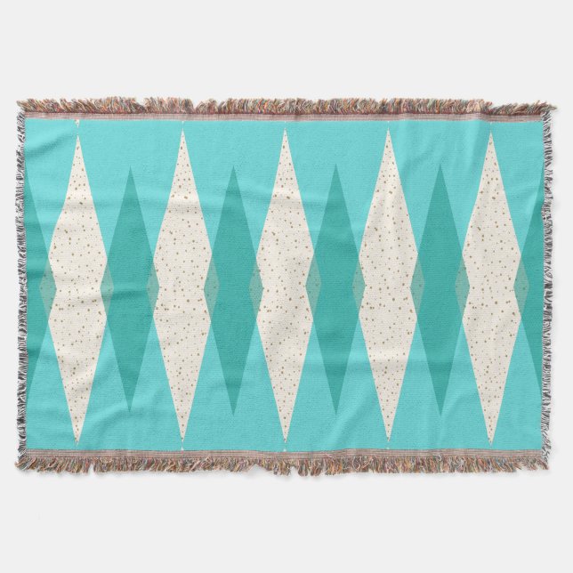 Mid Century Modern Argyle Throw Blanket (Front)