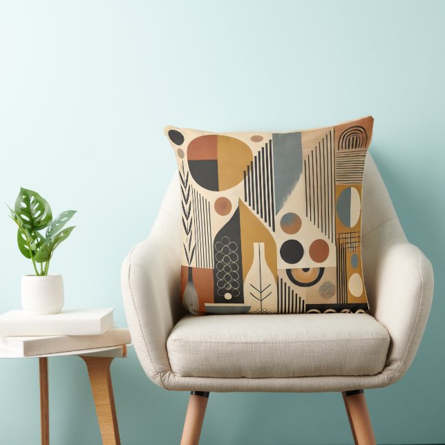 Mid Century Modern Art Autumn Harvest Cushion (Chair)