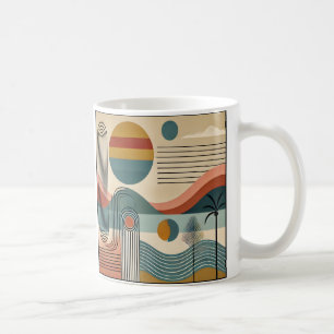 Mid Century Modern Art Beach Sunrise Coffee Mug