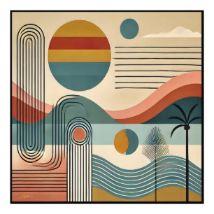 Mid Century Modern Art Beach Sunrise  Photo Print