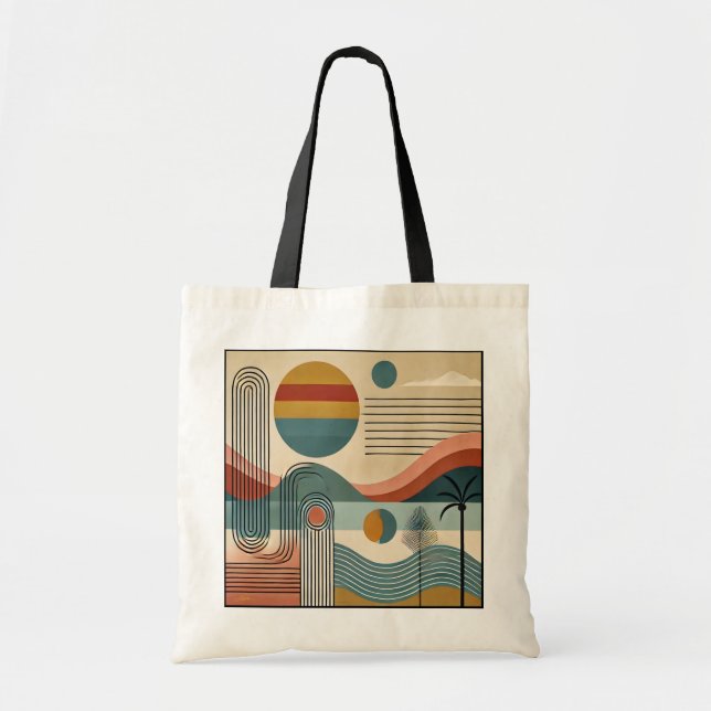 Mid Century Modern Art Beach Sunrise  Tote Bag (Front)