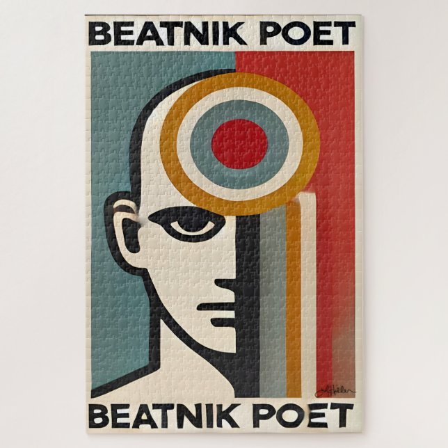 Mid Century Modern Art Beatnik Poet Jigsaw Puzzle (Vertical)