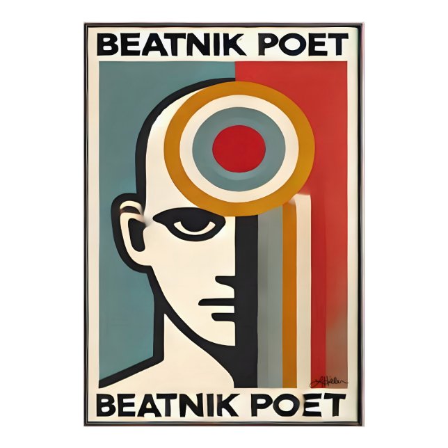 Mid Century Modern Art Beatnik Poet Photo Print (Front)