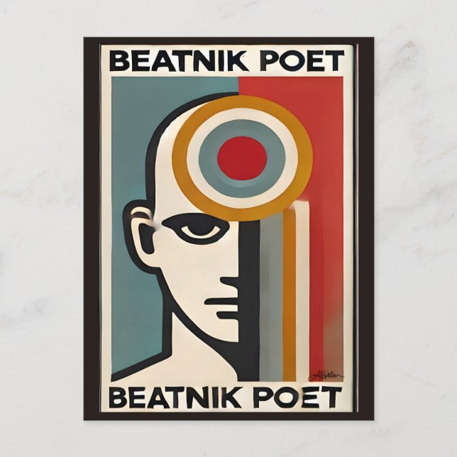 Mid Century Modern Art Beatnik Poet Postcard (Front)