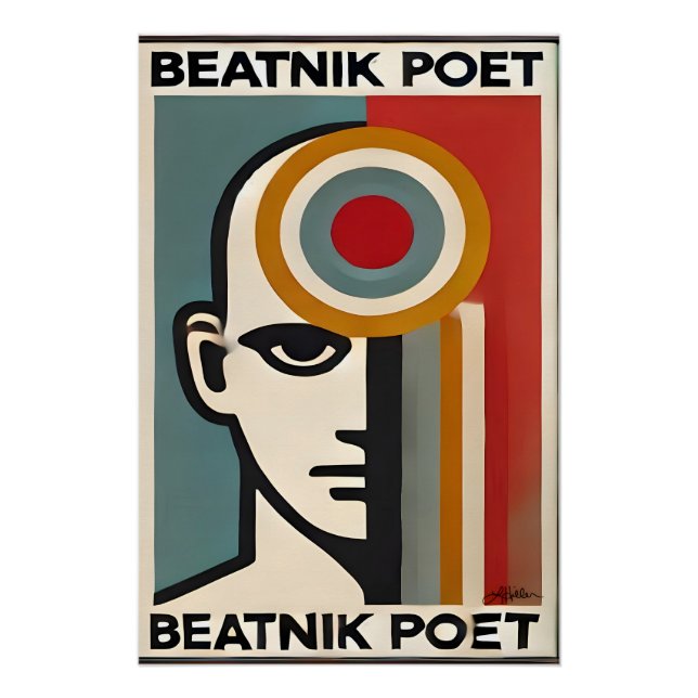 Mid Century Modern Art Beatnik Poet Poster (Front)