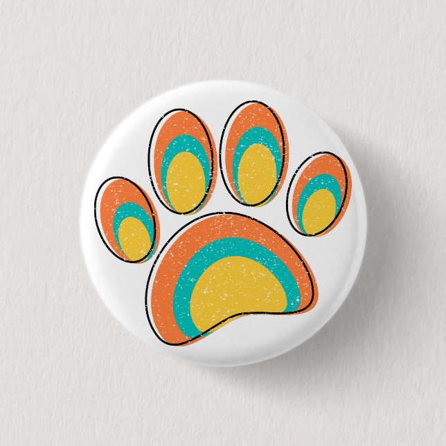 Mid Century Modern Art Dog Paw Prints Custom 3 Cm Round Badge (Front)