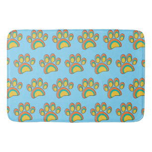 Mid Century Modern Art Dog Paw Prints Custom Bath Mat