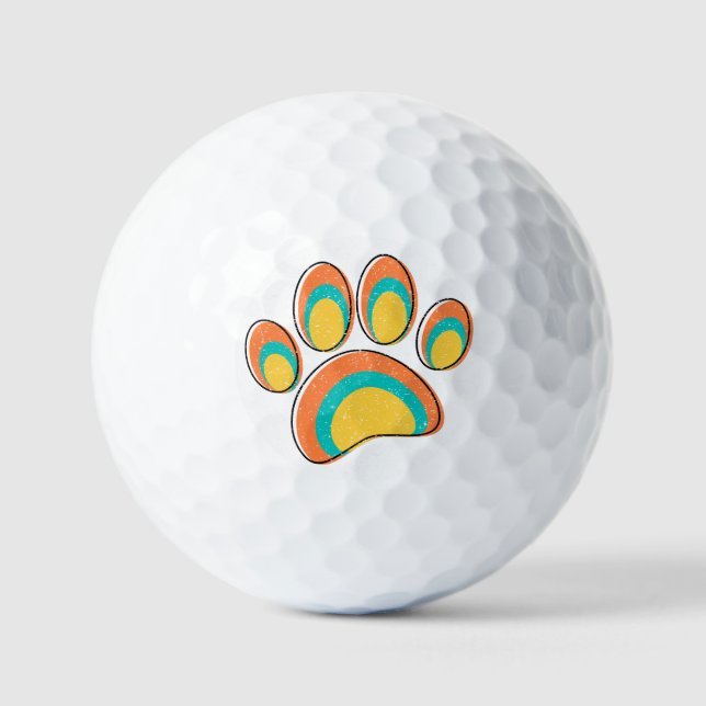 Mid Century Modern Art Dog Paw Prints Custom Golf Balls (Front)