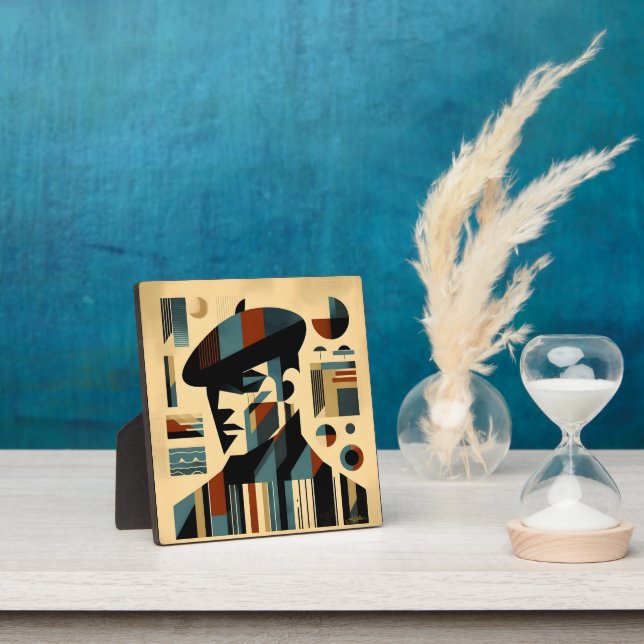 Mid Century Modern Art Man Wearing A Beret Plaque (Insitu)