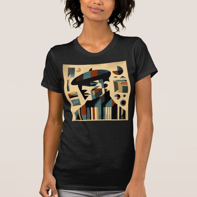 Mid Century Modern Art Man Wearing A Beret T-Shirt (Front)