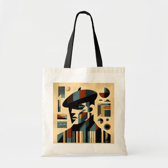 Mid Century Modern Art Man Wearing A Beret Tote Bag (Front)