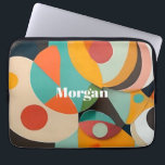 Mid Century Modern Art Monogram or Name, Geometric Laptop Sleeve<br><div class="desc">A Mid Century modern painting in various geometric shapes in red,  teal,  orange,  black and green with bold white monogram or name.</div>