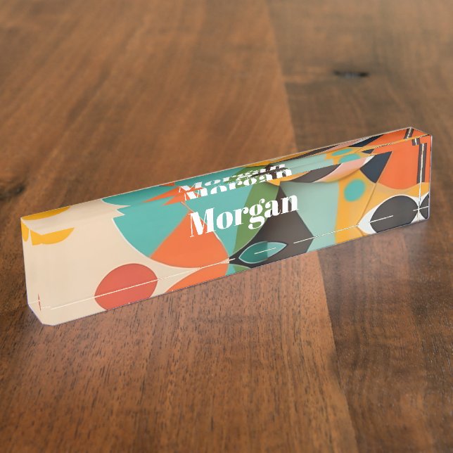 Mid Century Modern Art Monogram or Name, Geometric Nameplate (Side)