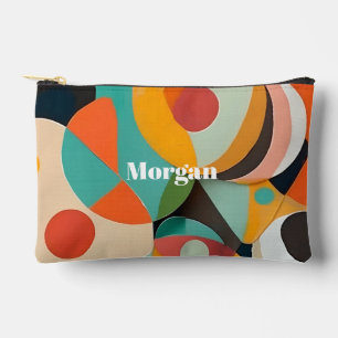 Mid Century Modern Art, Name or Monogram Geometric Accessory Pouch