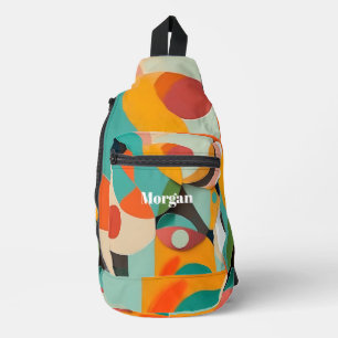 Mid Century Modern Art, Name or Monogram Geometric Sling Bag