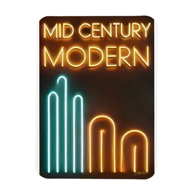 Mid Century Modern Art Neon Sign Design Magnet (Vertical)