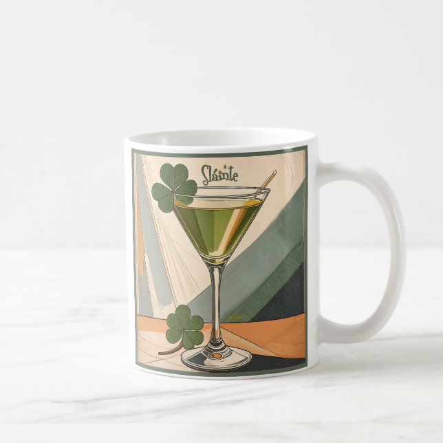 Mid Century Modern Art Shamrock Martini Sláinte!  Coffee Mug (Right)