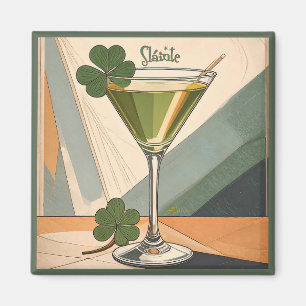 Mid Century Modern Art Shamrock Martini Sláinte!  Magnet