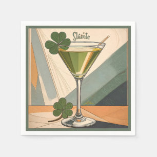 Mid Century Modern Art Shamrock Martini Sláinte!  Napkin