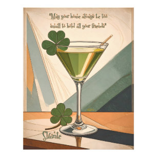 Mid Century Modern Art Shamrock Martini Sláinte! Photo Print