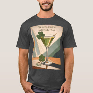Mid Century Modern Art Shamrock Martini Sláinte!  T-Shirt