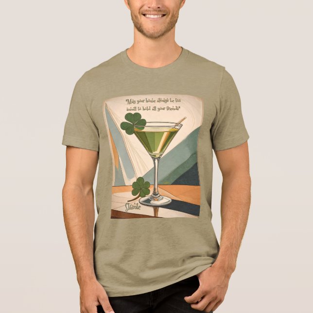 Mid Century Modern Art Shamrock Martini Sláinte!  Tri-Blend Shirt (Front)