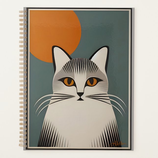 Mid Century Modern Art The Grey Cat Planner (Front)