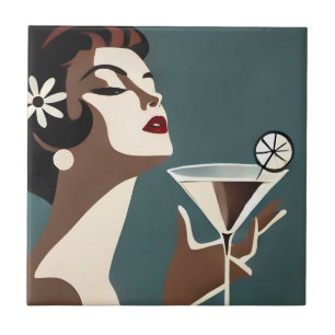 Mid Century Modern Art The Martini DIva Ceramic Tile