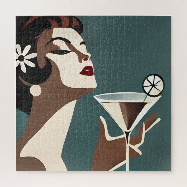 Mid Century Modern Art The Martini DIva Jigsaw Puzzle (Vertical)