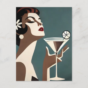 Mid Century Modern Art The Martini DIva Postcard