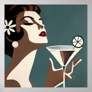 Mid Century Modern Art The Martini DIva Poster