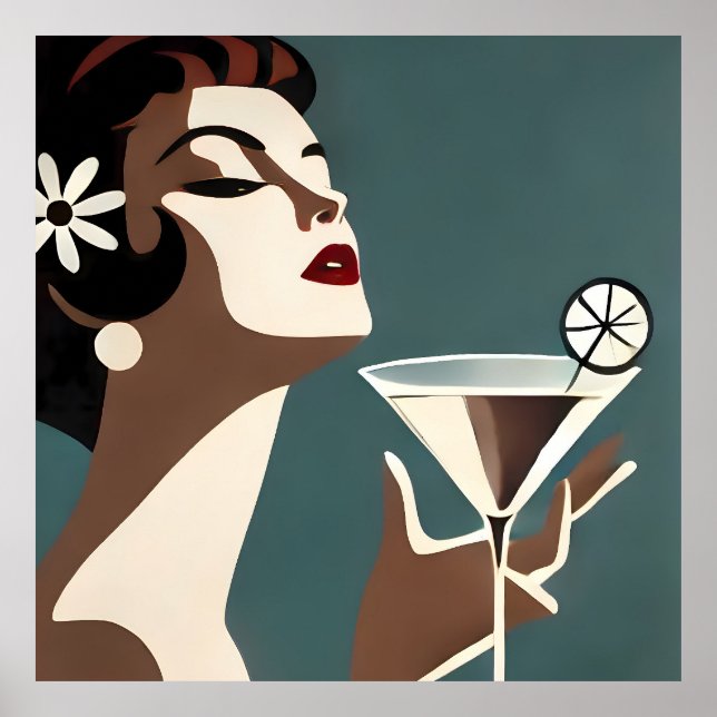 Mid Century Modern Art The Martini DIva Poster (Front)