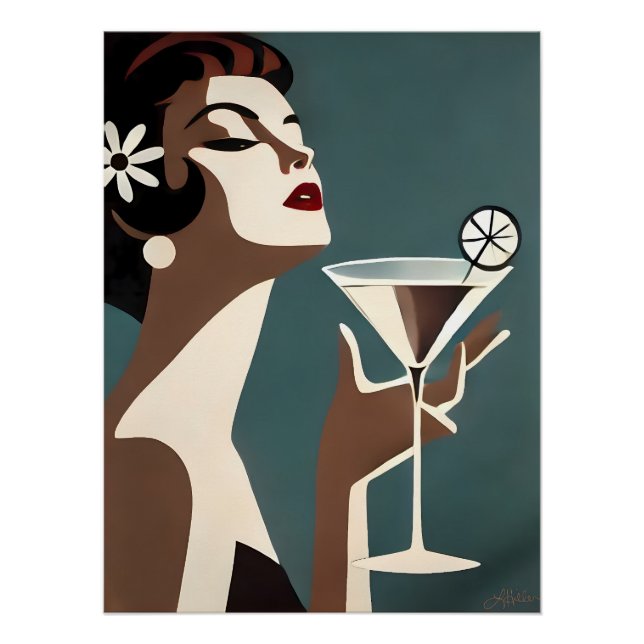 Mid Century Modern Art The Martini DIva Poster (Front)
