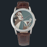 Mid Century Modern Art The Martini DIva Watch<br><div class="desc">Welcome to my Mid Century Fantasy World! Designs in this store are born of growing up in a Mid Century home complete with Martini loving parents.  Break out the cocktails.  Merging fact with fantasy within Mid Century Modern,  Jazz,  Retro Futuristic,  Atomic and Space Age Designs.</div>