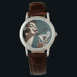 Mid Century Modern Art The Martini DIva Watch<br><div class="desc">Welcome to my Mid Century Fantasy World! Designs in this store are born of growing up in a Mid Century home complete with Martini loving parents.  Break out the cocktails.  Merging fact with fantasy within Mid Century Modern,  Jazz,  Retro Futuristic,  Atomic and Space Age Designs.</div>