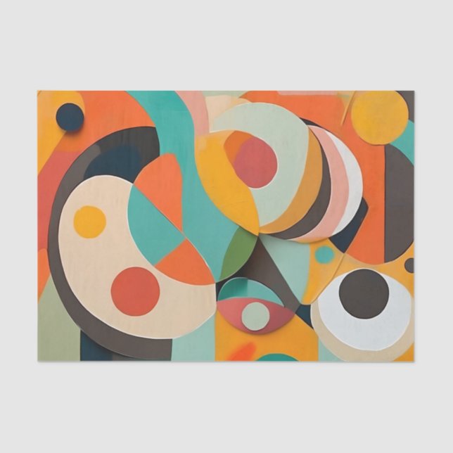Mid Century Modern Art, Various Colours, Geometric Tissue Paper (Front)