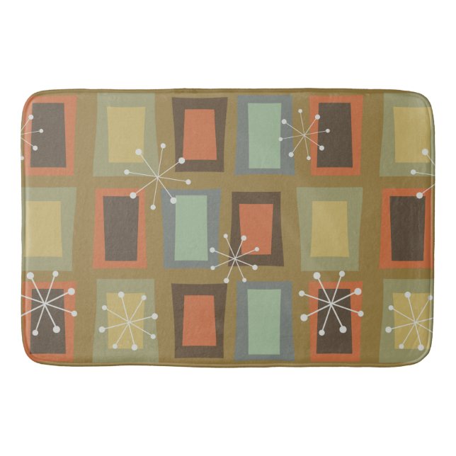 Mid Century Modern Art 'Wonky Doors' Bath Mat (Front)