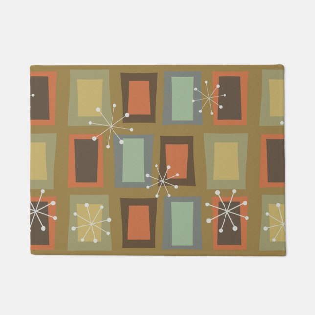 Mid Century Modern Art 'Wonky Doors' Doormat (Front)