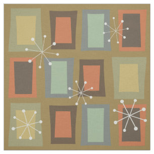 Mid Century Modern Art 'Wonky Doors' Fabric