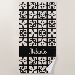 Mid Century Modern Atomic 1950s Retro Personalised Beach Towel