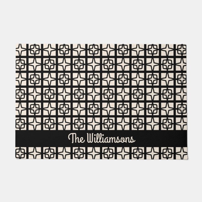 Mid Century Modern Atomic 1950s Retro Personalised Doormat (Front)