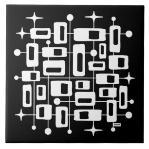 Mid Century Modern Atomic Abstract Ceramic Tile